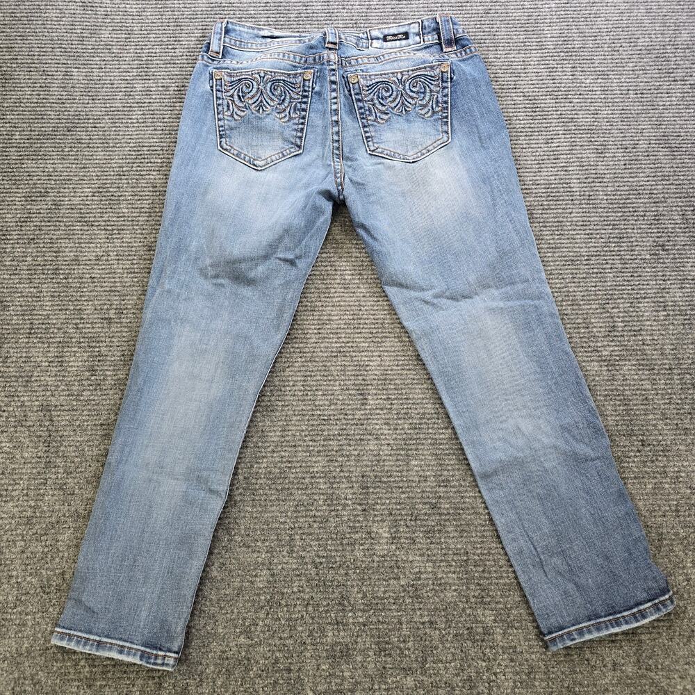 Miss Me Jeans Women's 30x26 Ankle Skinny Blue Embroidered Stretch